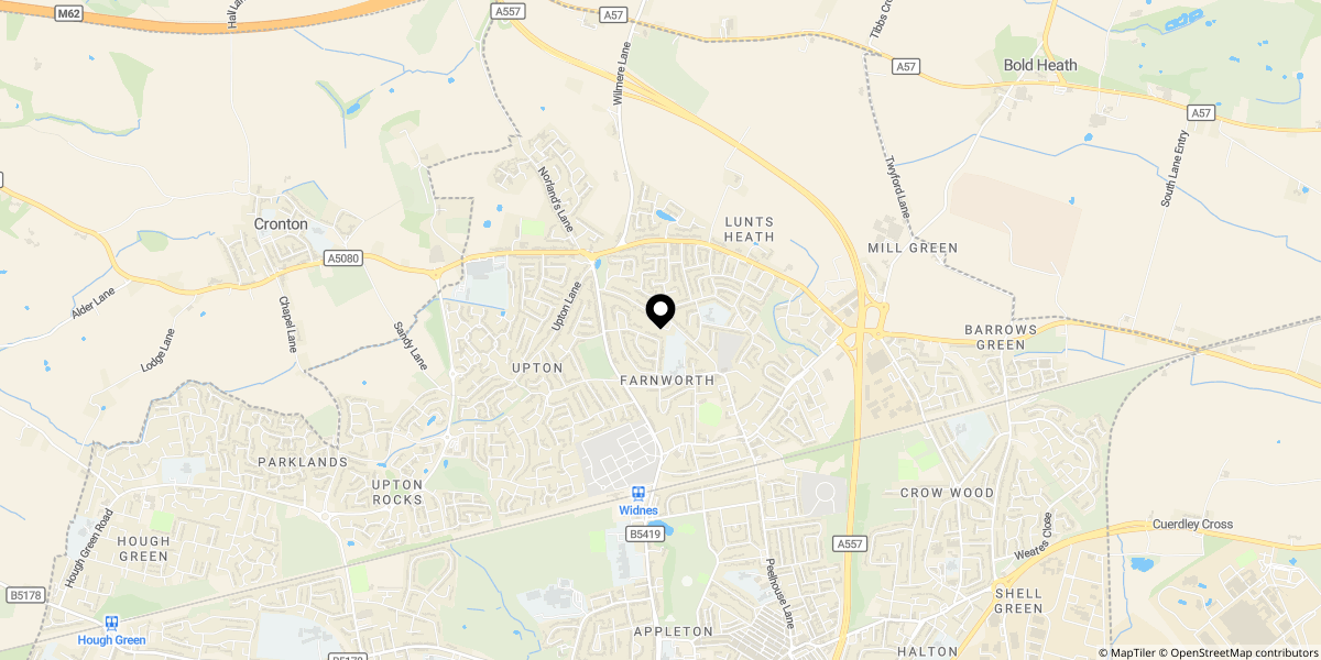 Approximate location of Buckingham Avenue, Widnes WA8 9EW