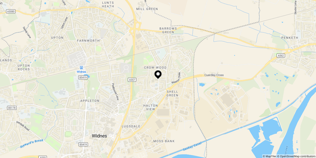 Approximate location of Fieldway, Widnes WA8 3JD