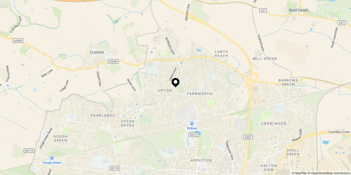 Approximate location of Upton Bridle Path, Farnworth, Widnes WA8 9HG