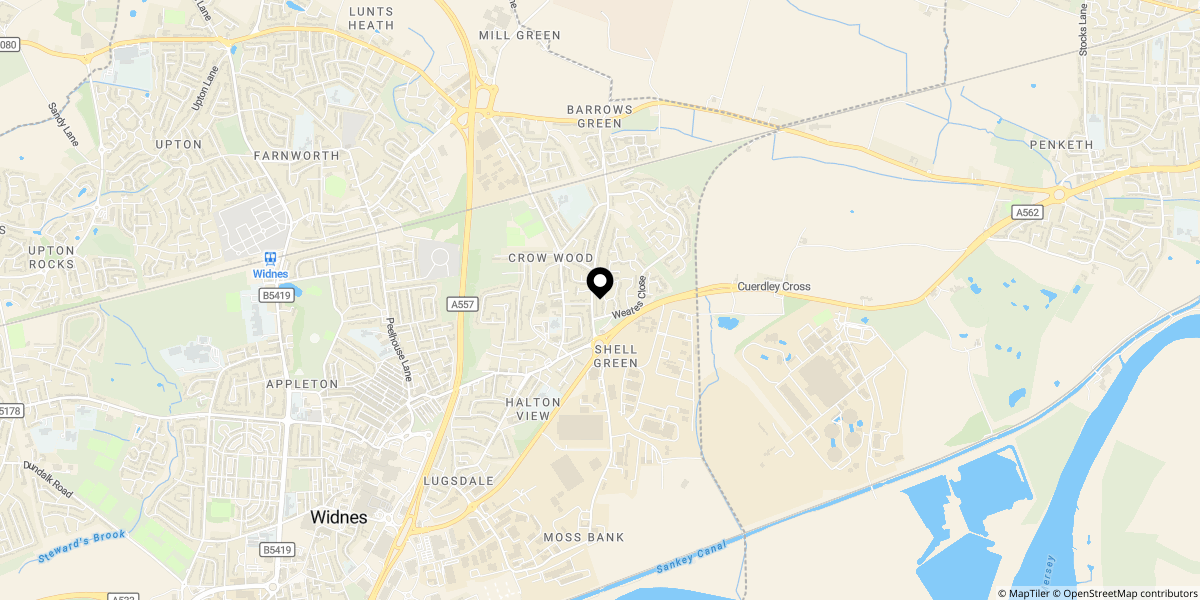 Approximate location of Fieldway, Widnes WA8 3JD