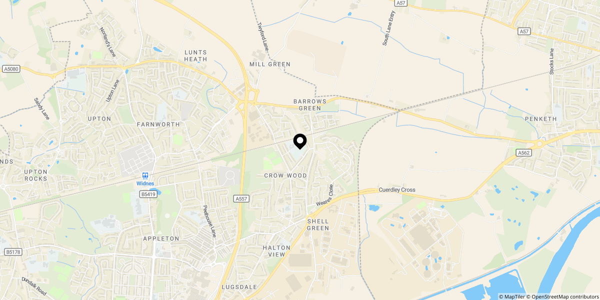 Approximate location of Hilary Close, Widnes WA8 3HT