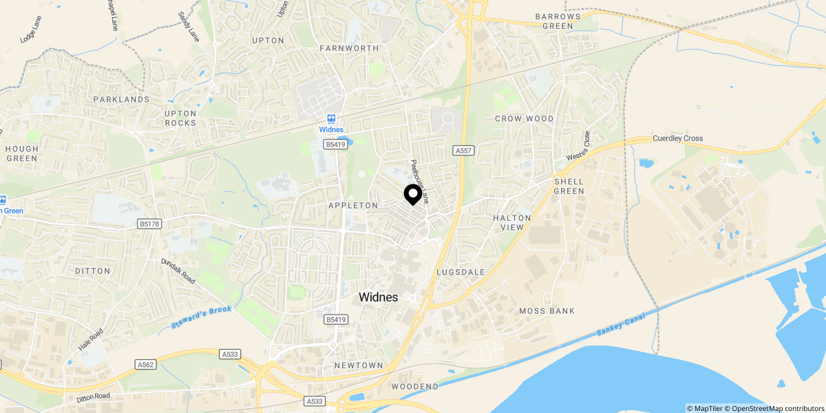 Approximate location of Foster Street, Widnes WA8 6EU