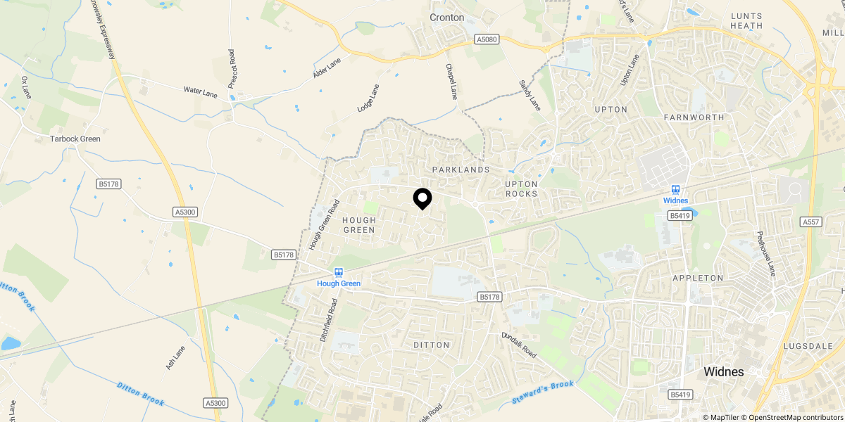 Approximate location of Flander Close, Widnes WA8 4GD