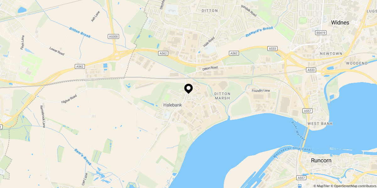Approximate location of Palmarsh Road, Widnes WA8 8WE