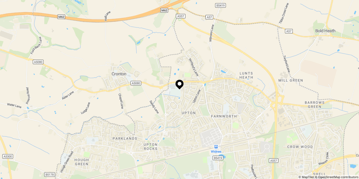 Approximate location of College Fields, Cronton Lane, Widnes WA8 5AR