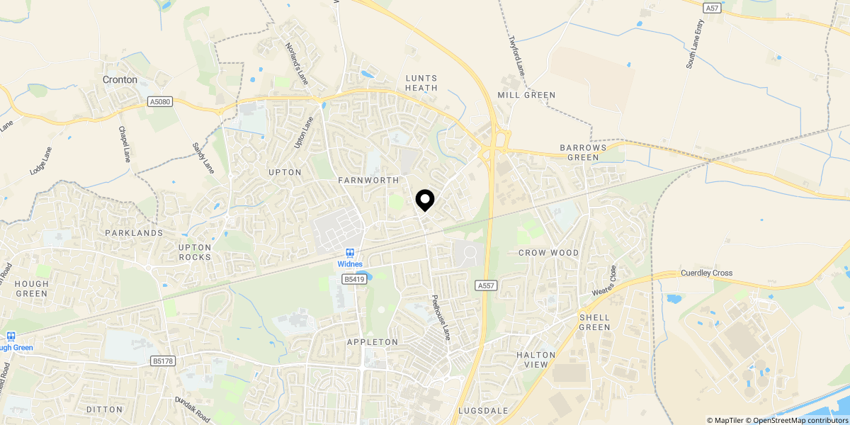 Approximate location of Chadwick Lane, Farnworth, Widnes WA8 9NN