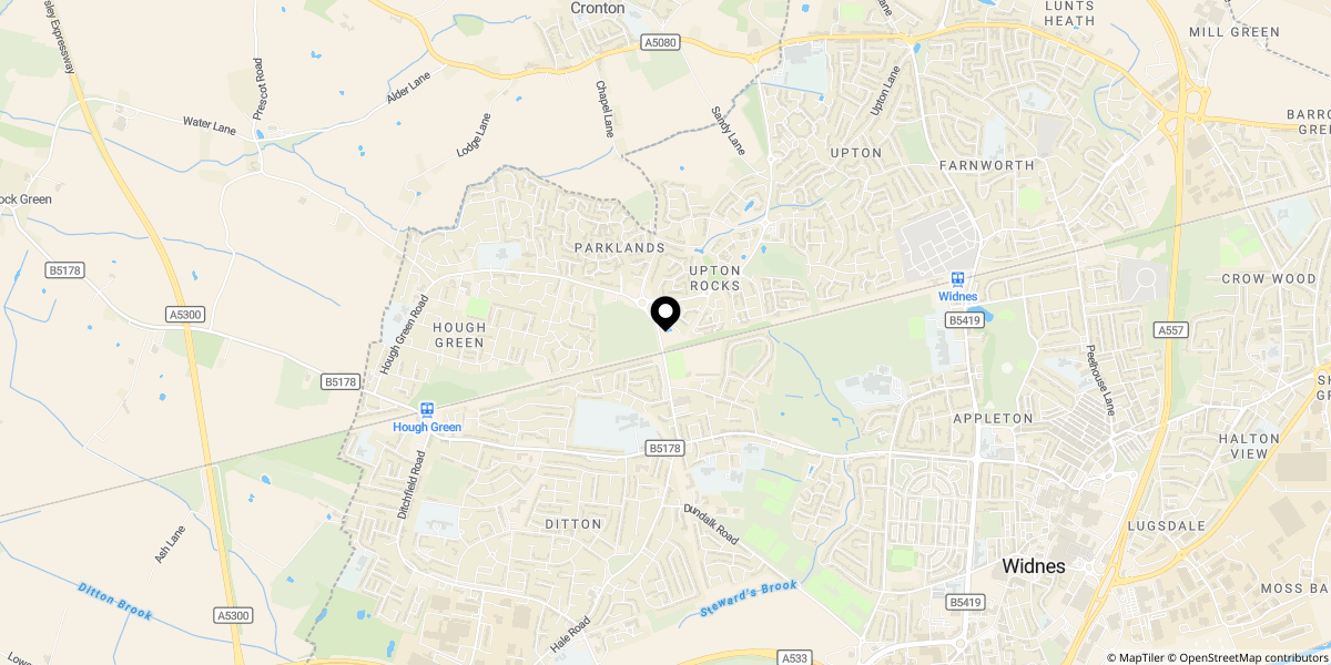 Approximate location of Poleacre Drive, Widnes WA8 9ZY