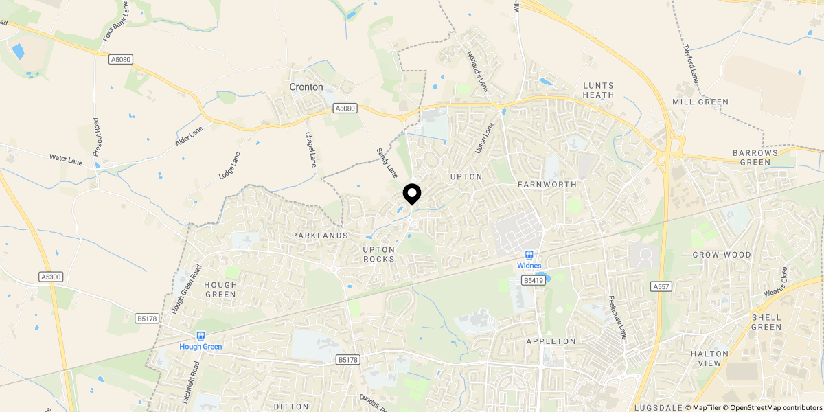 Approximate location of Greenock Mews, Widnes WA8 9DW