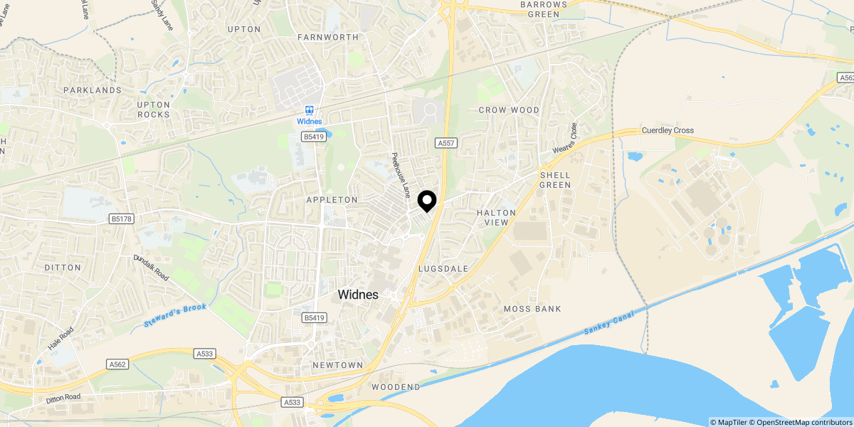 Approximate location of Park Road, Widnes WA8 6HF