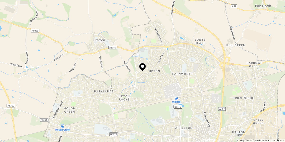 Approximate location of Upton Rocks Avenue, Widnes, WA8 9DA