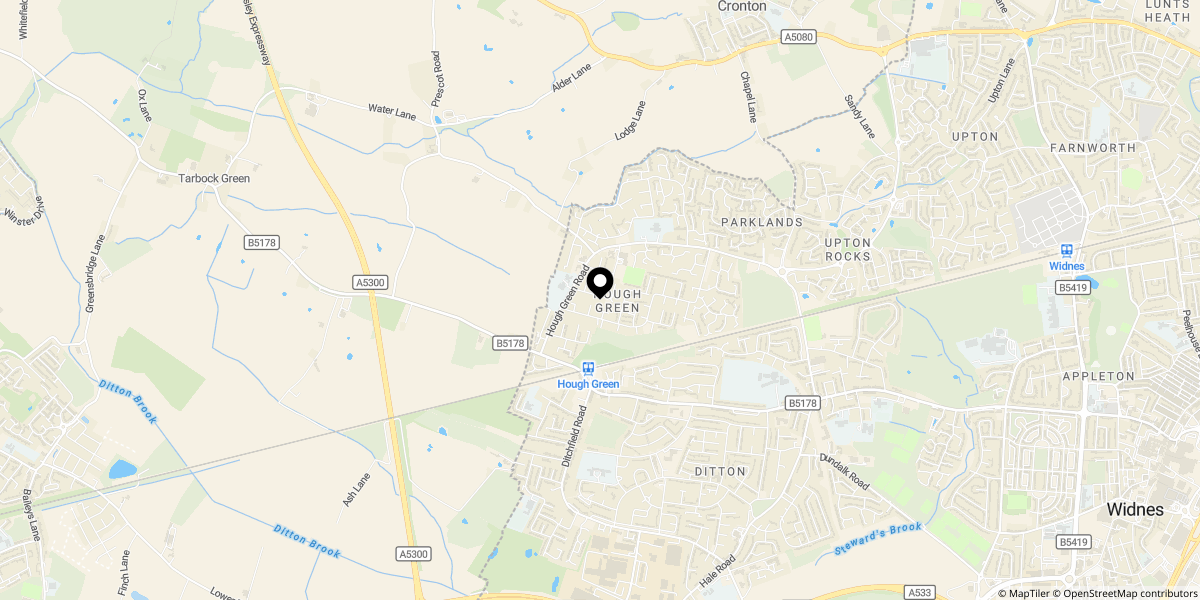 Approximate location of Brandon, Widnes WA8 4SY