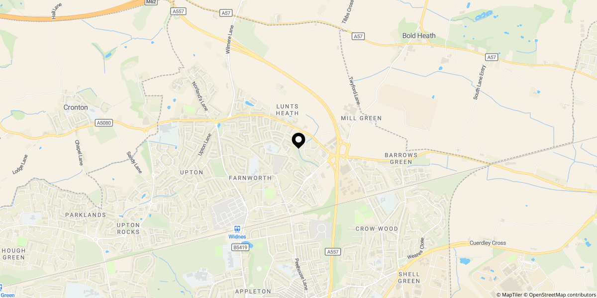 Approximate location of Langley Beck, Farnworth, Widnes WA8 9NQ