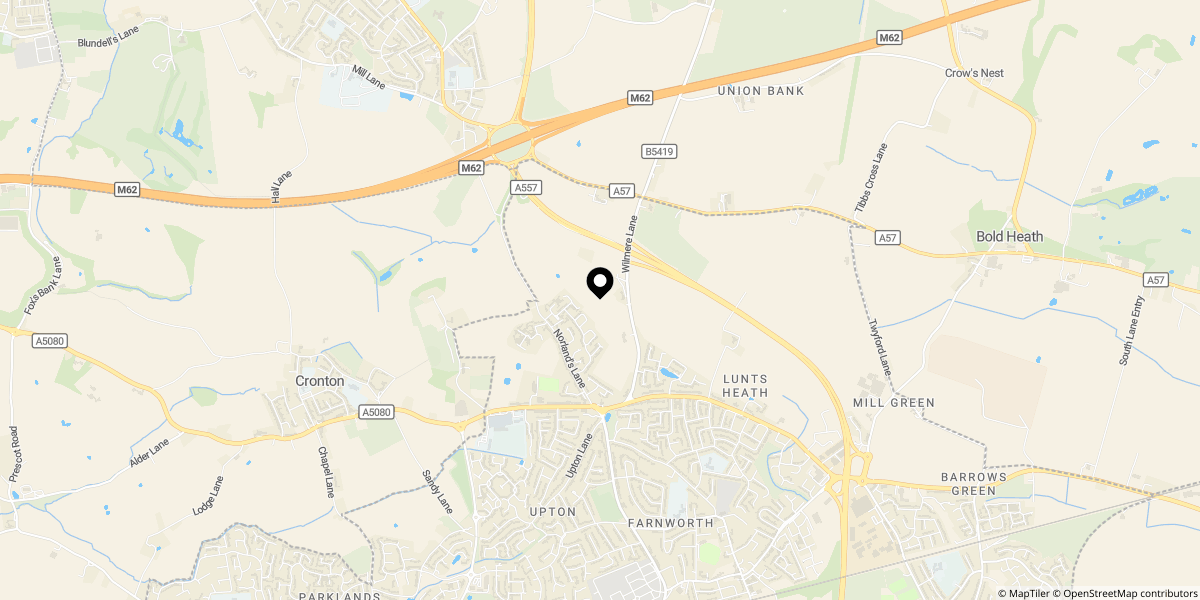 Approximate location of King Oswald Crescent, Widnes WA8 5AB