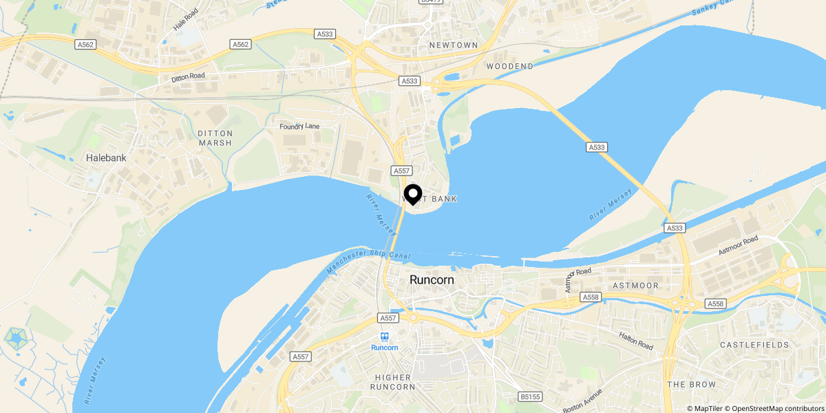 Approximate location of Mersey Road, Widnes WA8 0DT