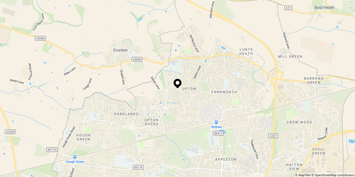 Approximate location of Upton Rocks Avenue, Widnes, WA8 9DB