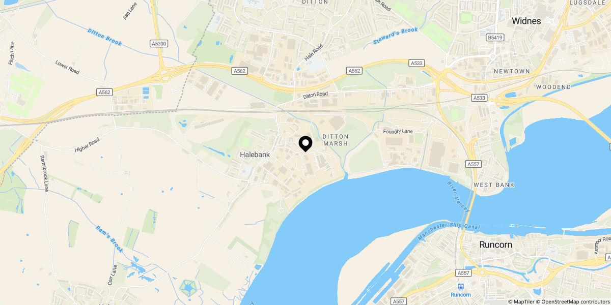 Approximate location of Norris Grove, Widnes, WA8 8WH