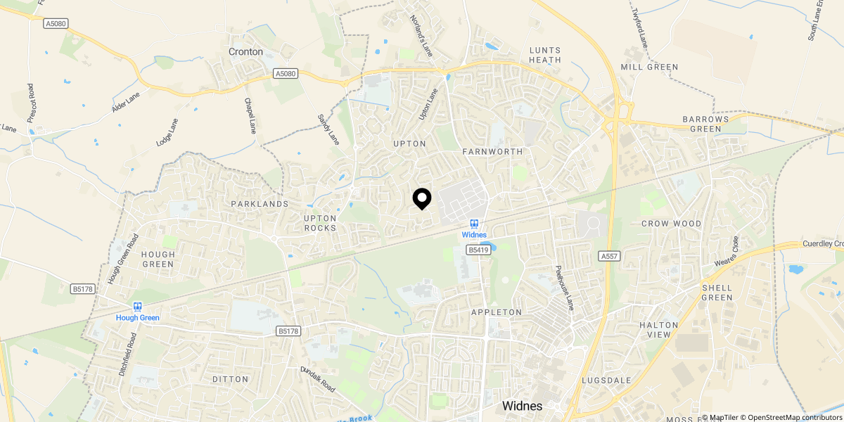 Approximate location of Whickham Close, Widnes, WA8 9ZQ