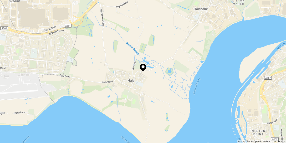 Approximate location of Curlender Way, Hale Village, Liverpool, L24 4AT