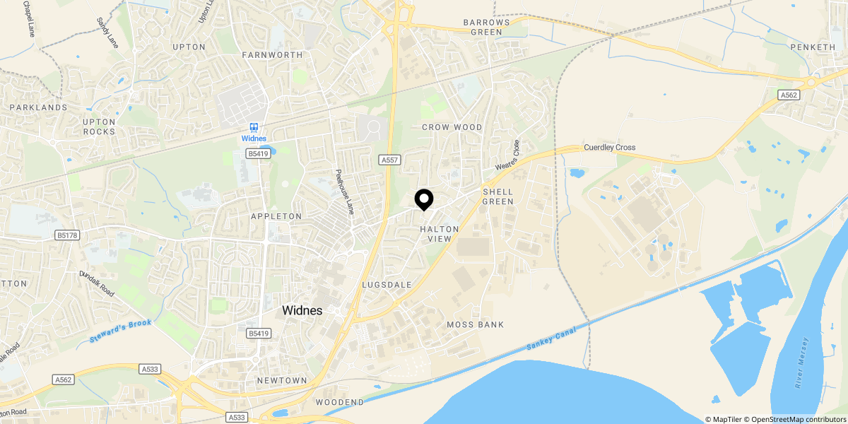 Approximate location of Harris Street, Widnes, WA8 0TP