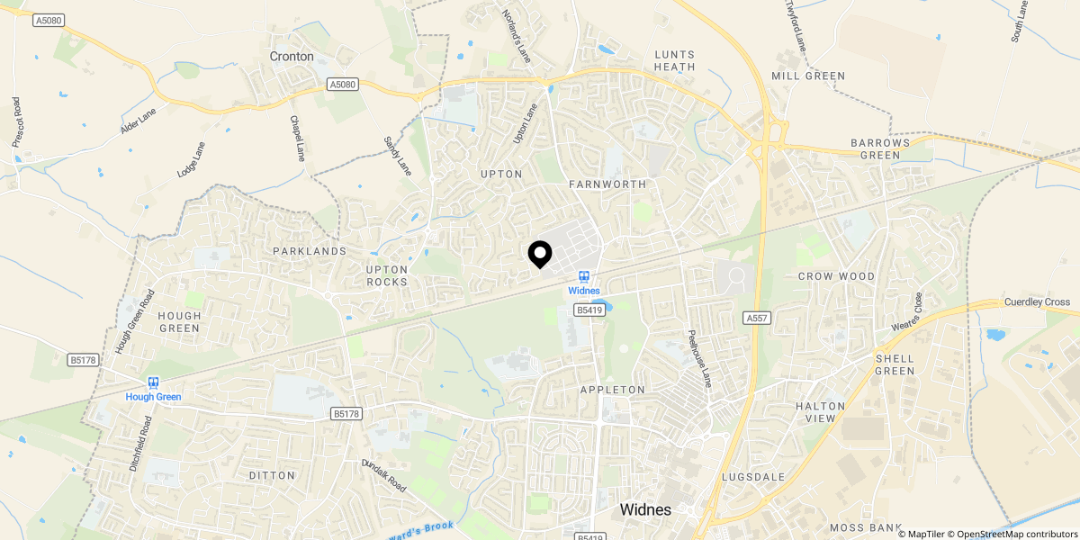 Approximate location of Whickham Close, Widnes, WA8 9ZQ